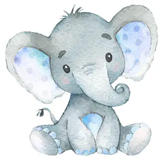 Topper słonik na baby shower niebieski – dekoracja tortu dla chłopca