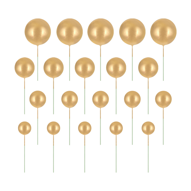 topper złote kule do tortu, zestaw 20 sztuk