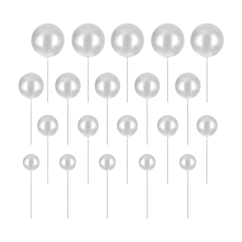 topper srebrne kule do tortu, zestaw 20 sztuk