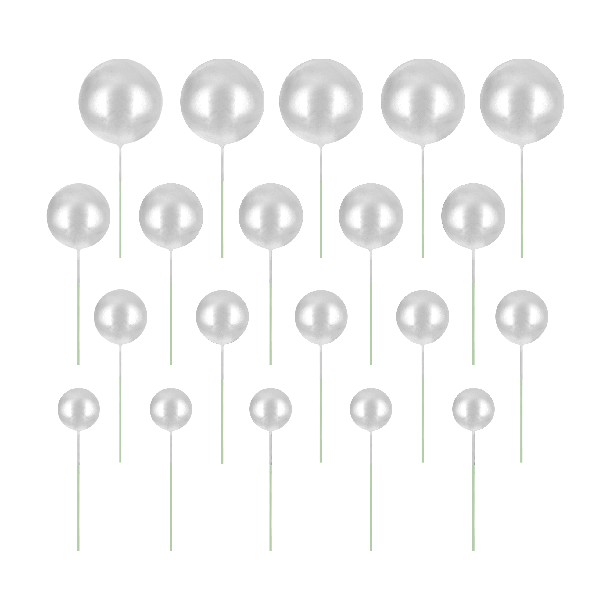 topper srebrne kule do tortu, zestaw 20 sztuk