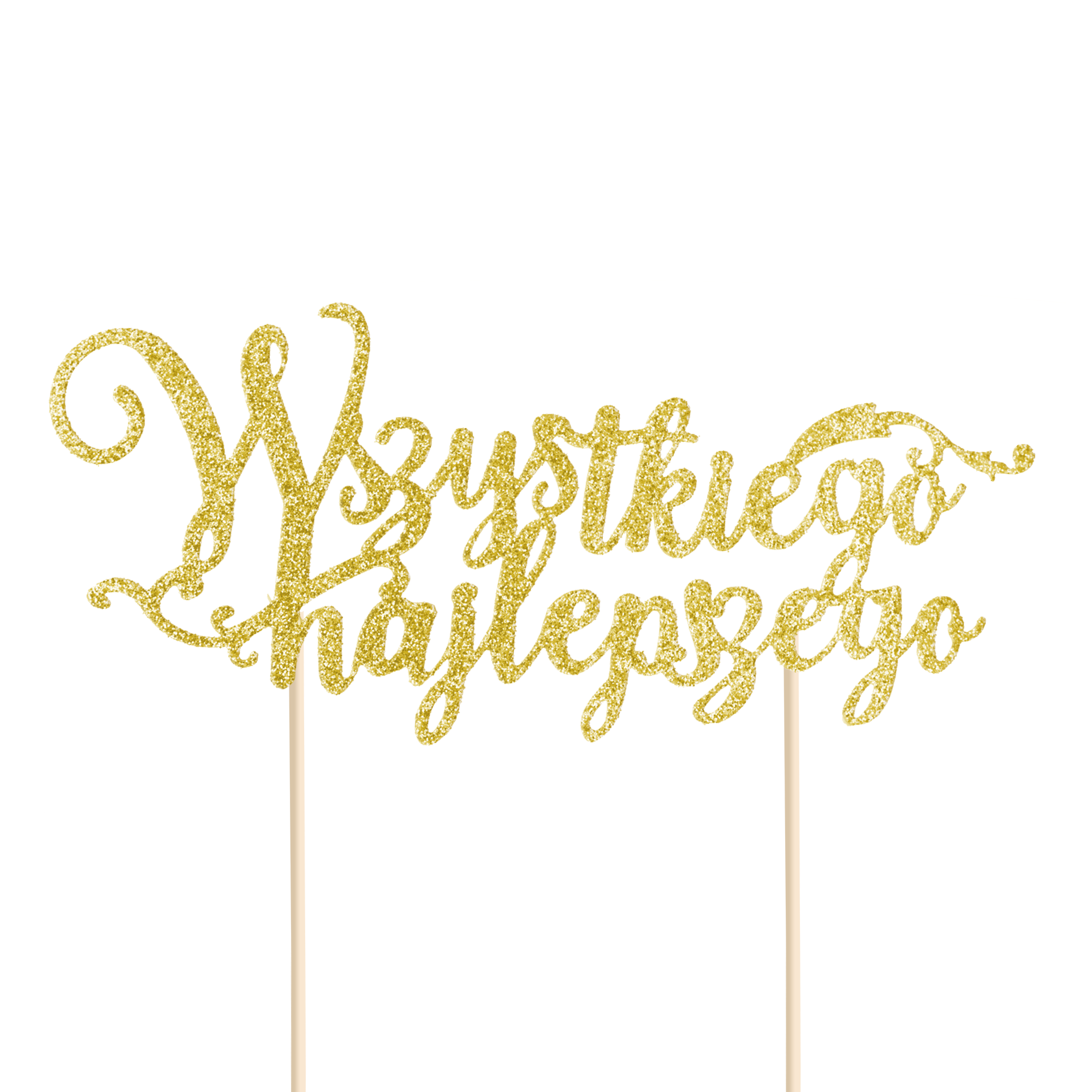 Topper „Wszystkiego najlepszego” – złoty brokat