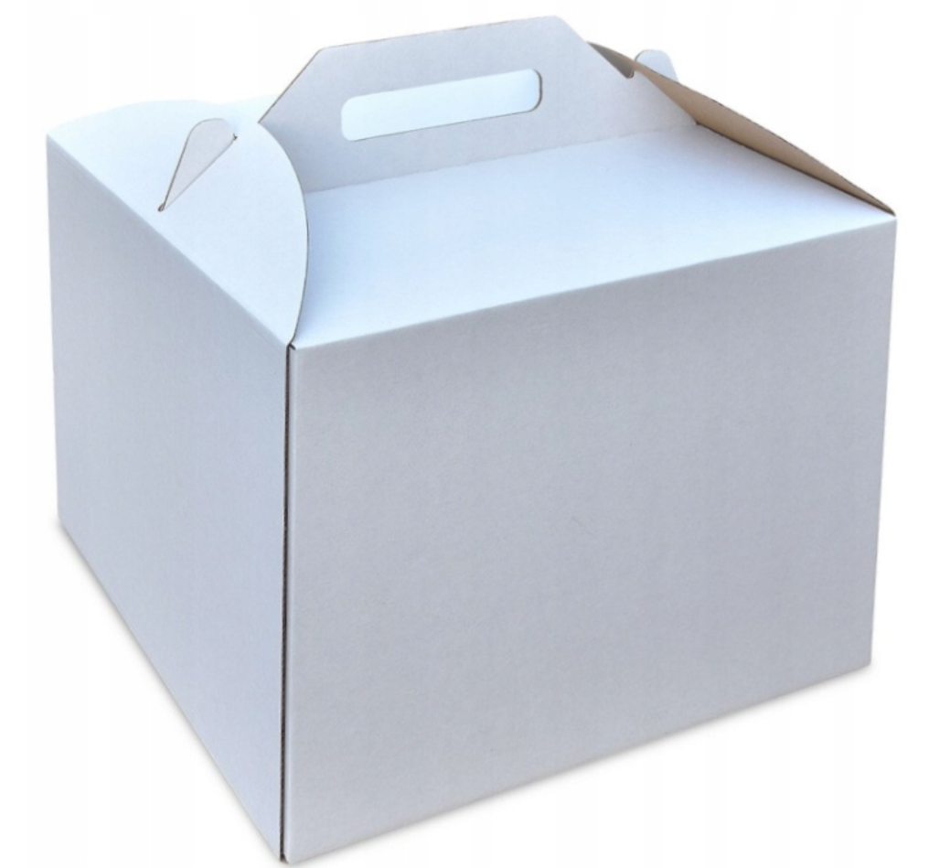 Pudełko na tort 30×30×25 cm z uchwytem – transport