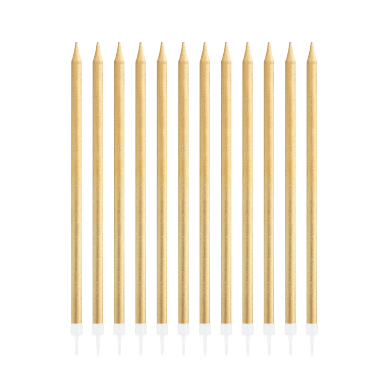 złote świeczki urodzinowe na tort