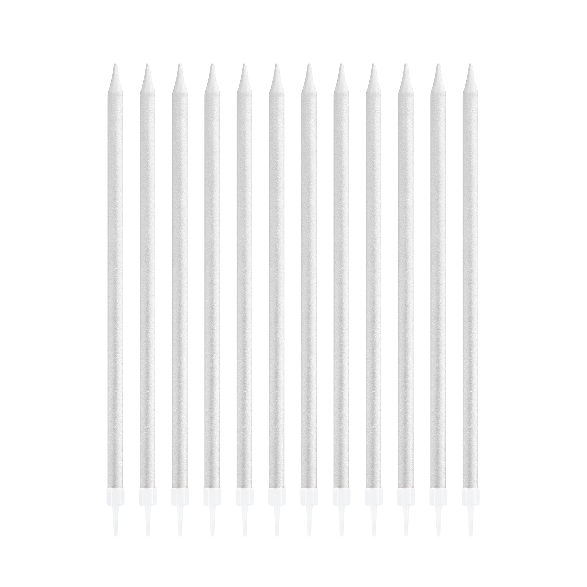 srebrne świeczki urodzinowe na tort