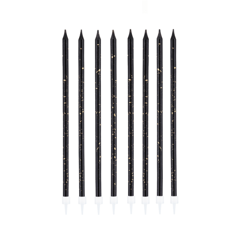 Czarno - złote świeczki urodzinowe na tort