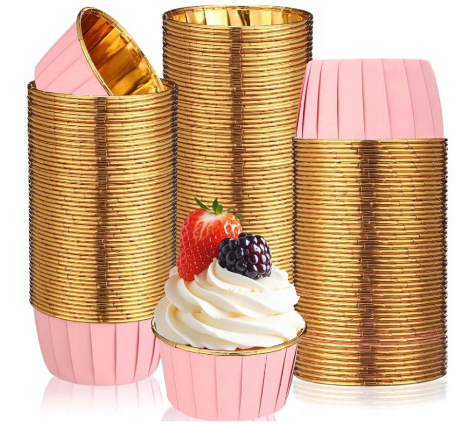 Papilotki do muffinek różowo-złote