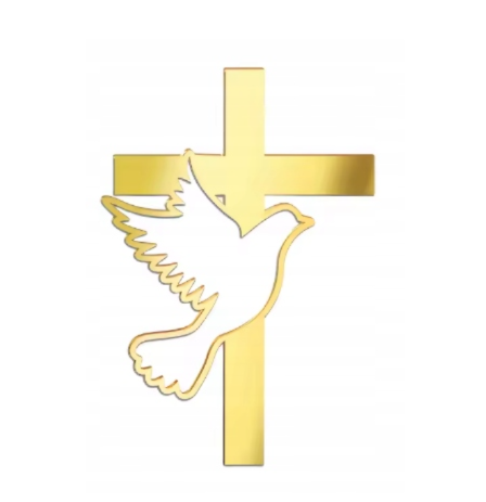 dekoracja komunijna krzyż z gołębiem ażurowy